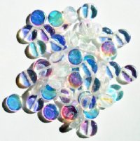 50 8x3mm Transparent Crystal AB Flat Disk Beads